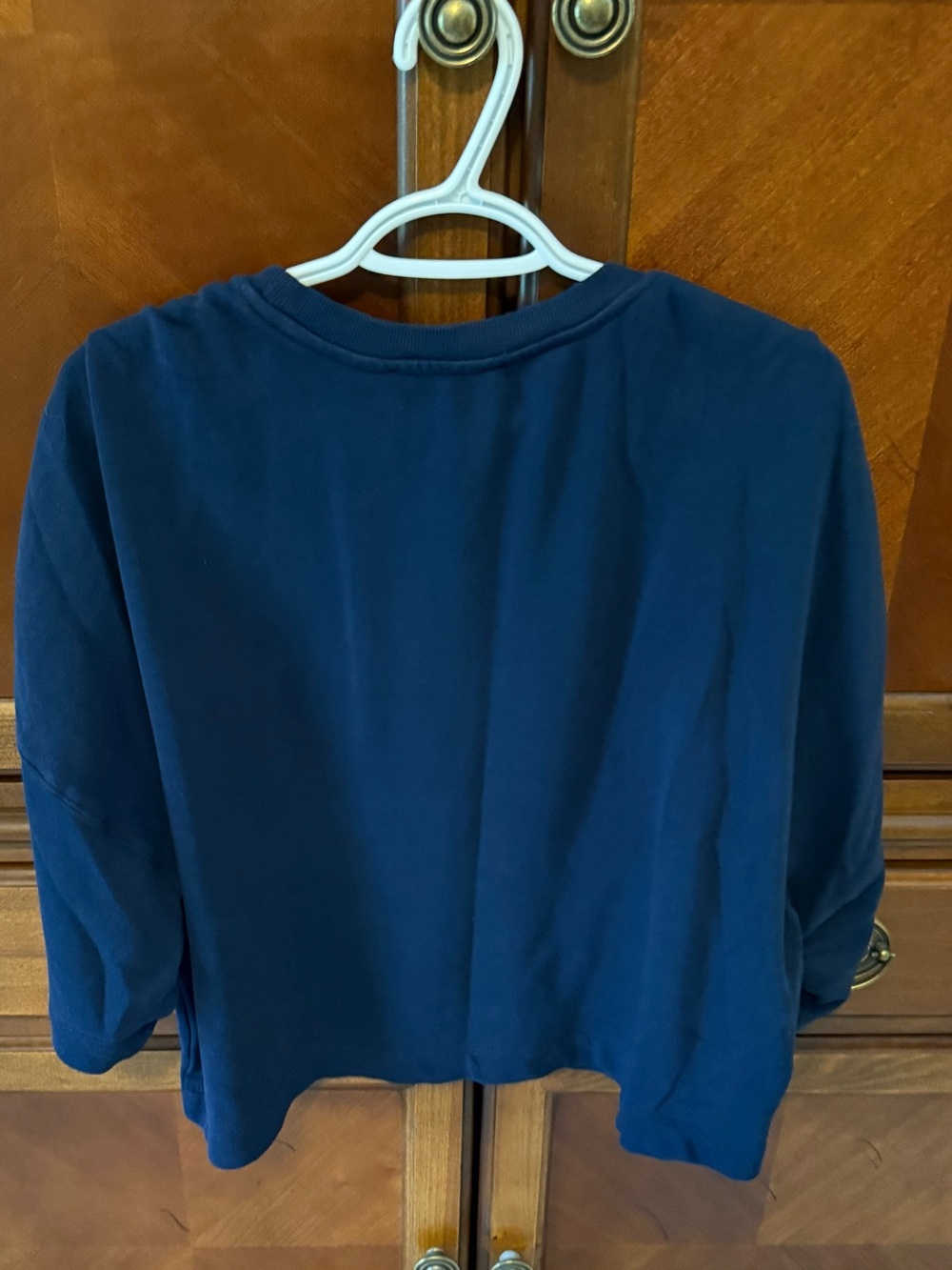 LOFT Navy Puff-Sleeve 3/4 Sweatshirt - Picture 2 of 2